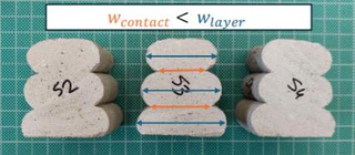 Interlayer geometry measurement on a printed concrete sample.
